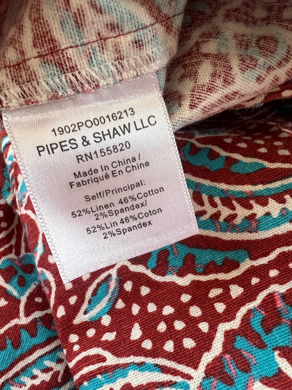 Veronica Beard Womens Cropped Linen Blend Pants Paisley Floral Red & blue - Picture 4 of 6